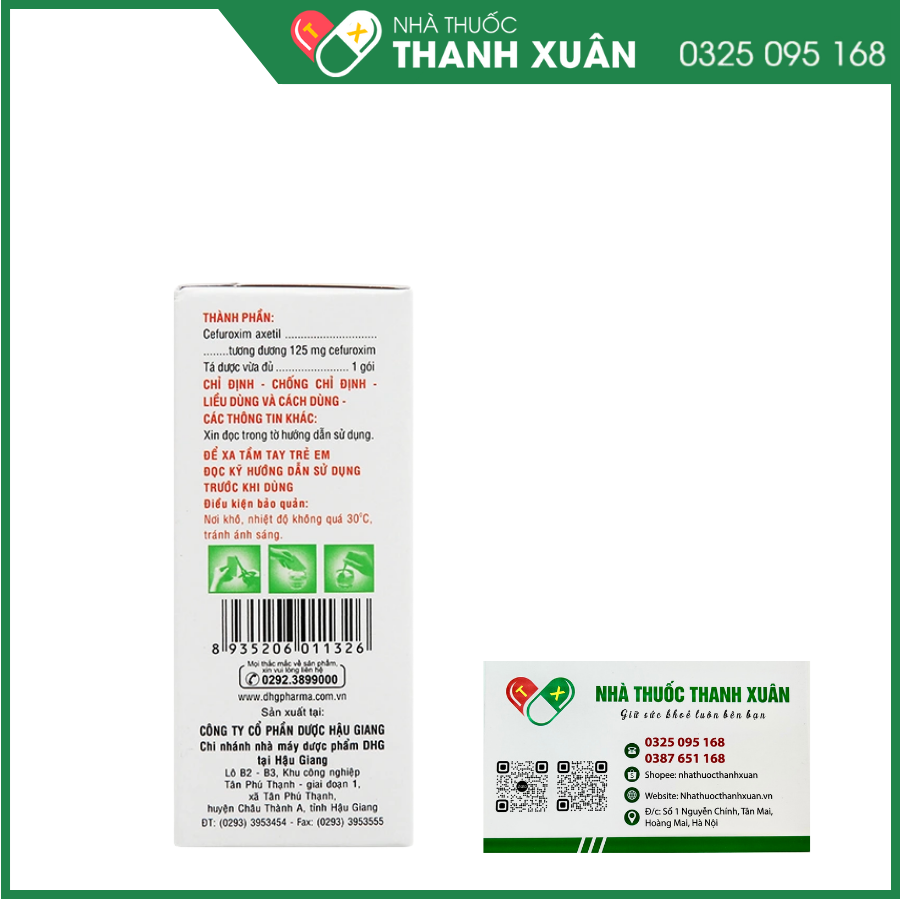 Cốm pha hỗn dịch uống Haginat 125 trị nhiễm khuẩn do vi khuẩn nhạy cảm